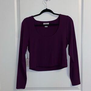 BABATON CONTOUR SCOOP NECK LONG SLEEVED TOP IN DEWBERRY PURPLE